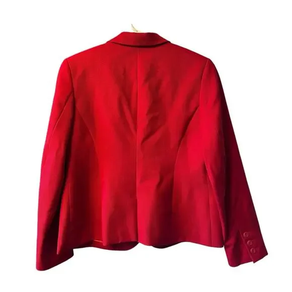 Vintage Pendleton Blazer Womens Size 12 Soild Red 100% Virgin Wool Petite - Picture 2 of 10